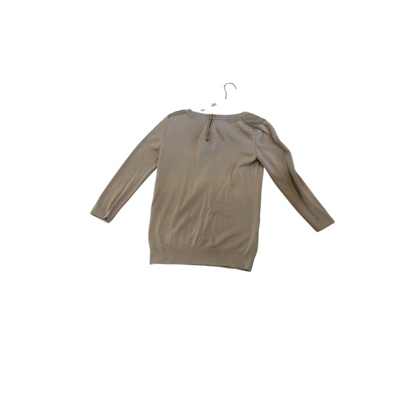 Banana Republic Sweater Top Small Beige Knit Long Sleeve Faux Leather - Picture 8 of 8